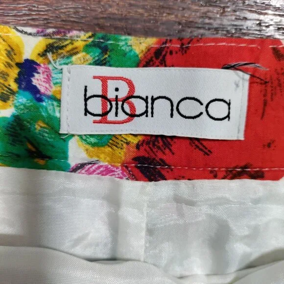 Bianca High Waisted Prairie Floral Twee Pleated A-Line Midi Skirt Multicolor M